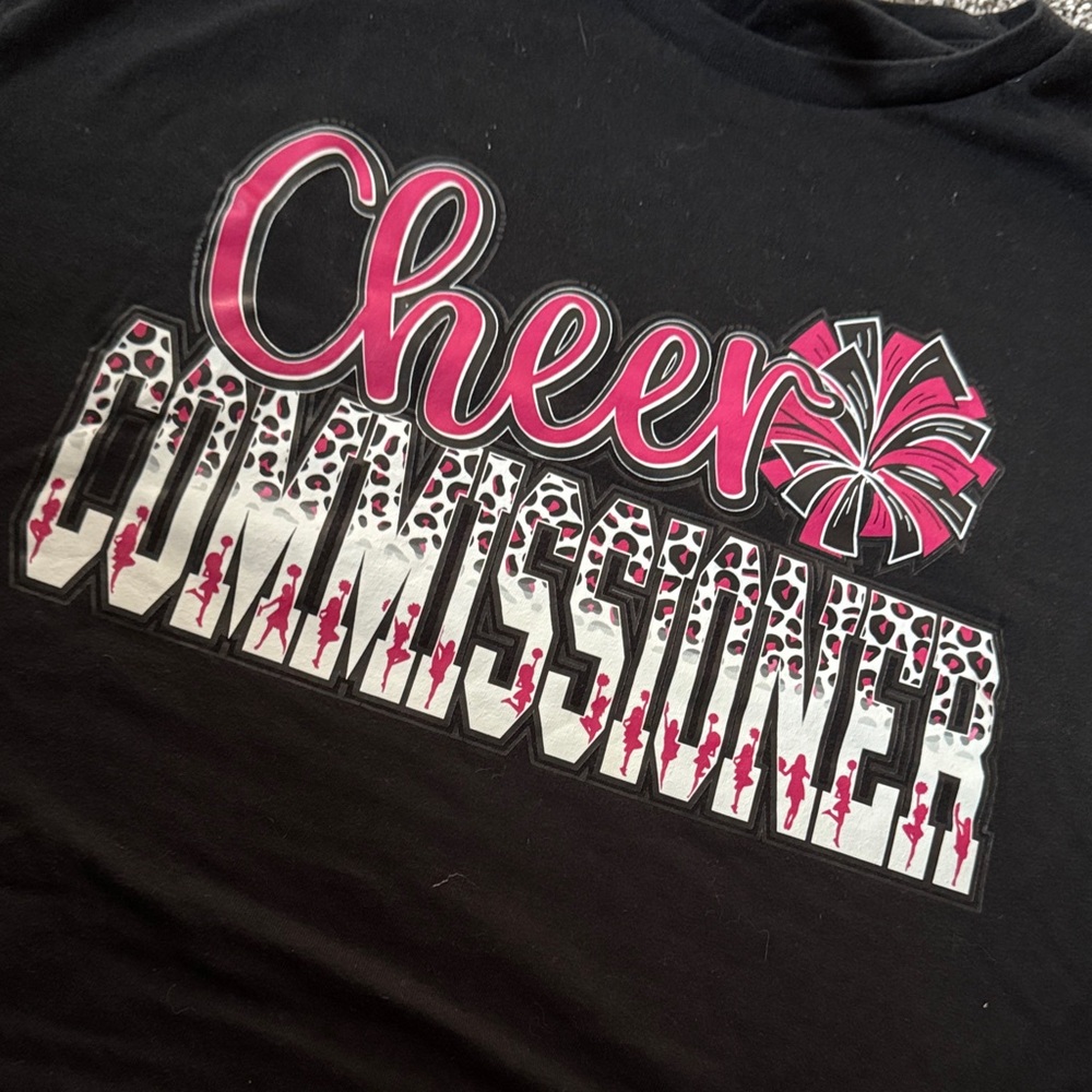 Cheer Commissioner T-shirt Black and Pink Shirt size medium adult